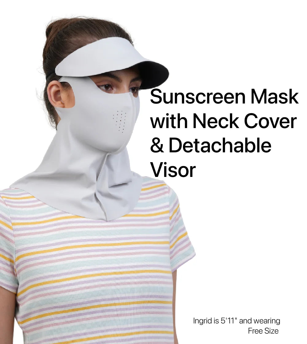 Women Sunscreen Mask with Neck Cover & Detachable Visor