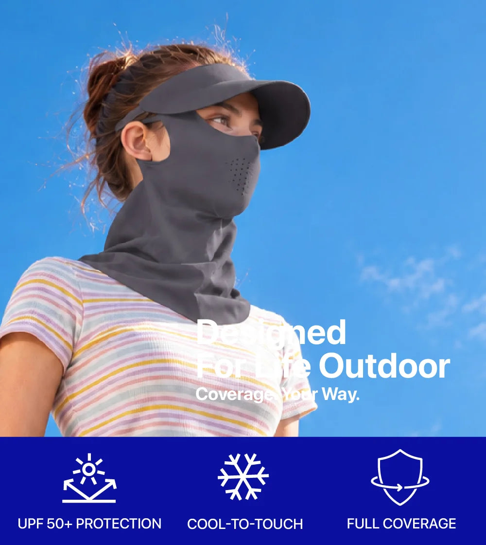 Women Sunscreen Mask with Neck Cover & Detachable Visor