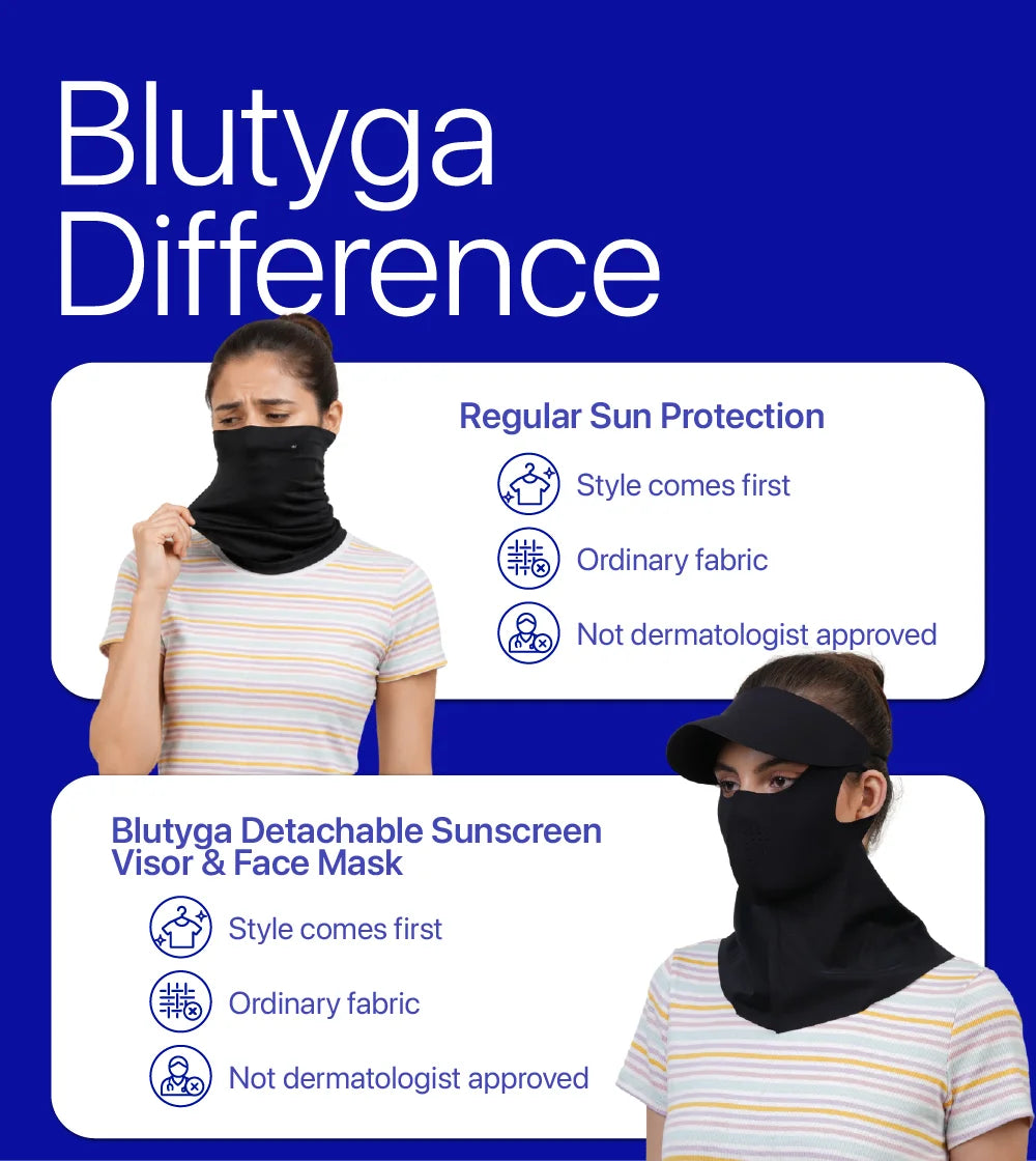 Women Sunscreen Mask with Neck Cover & Detachable Visor