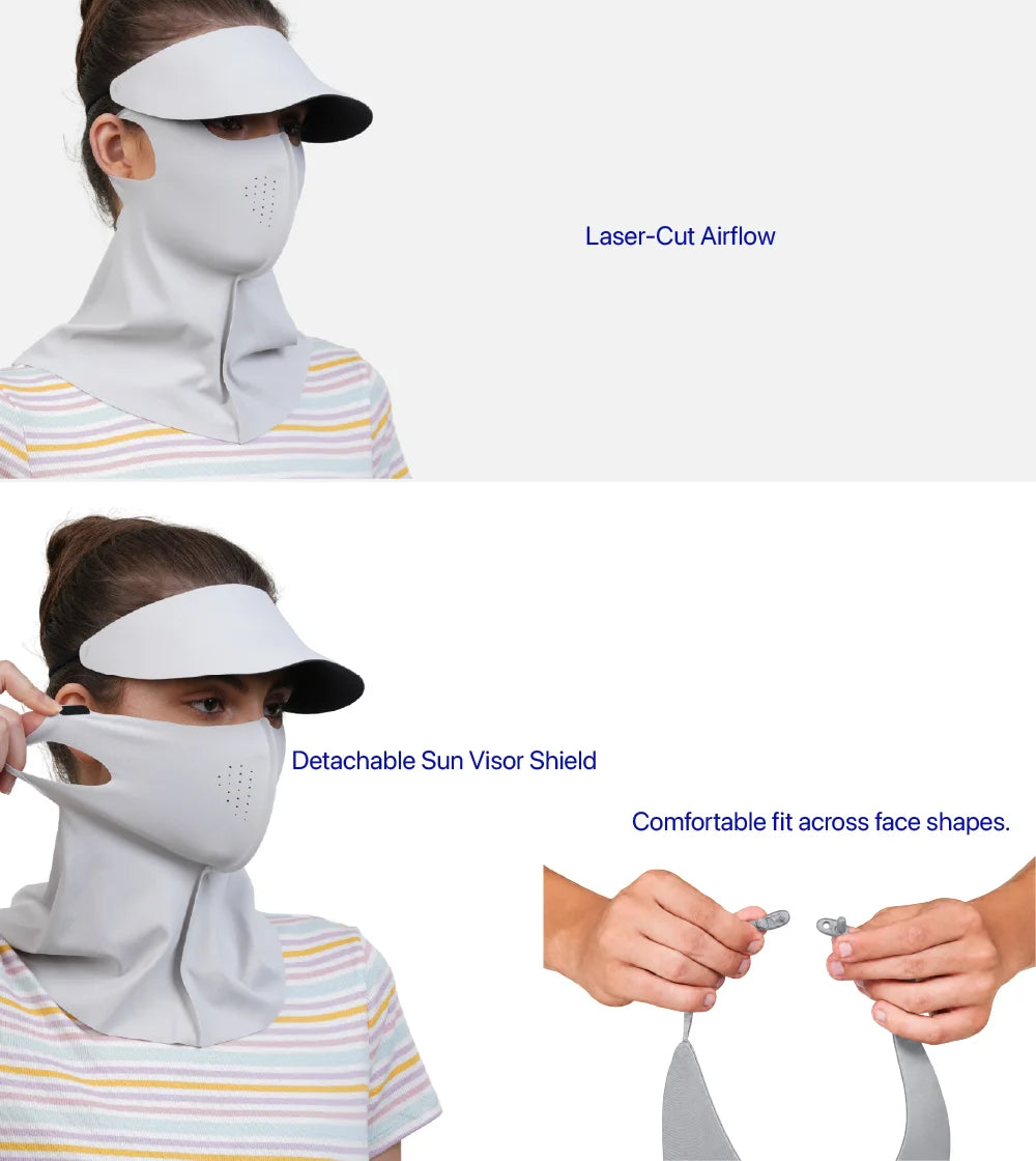 Women Sunscreen Mask with Neck Cover & Detachable Visor
