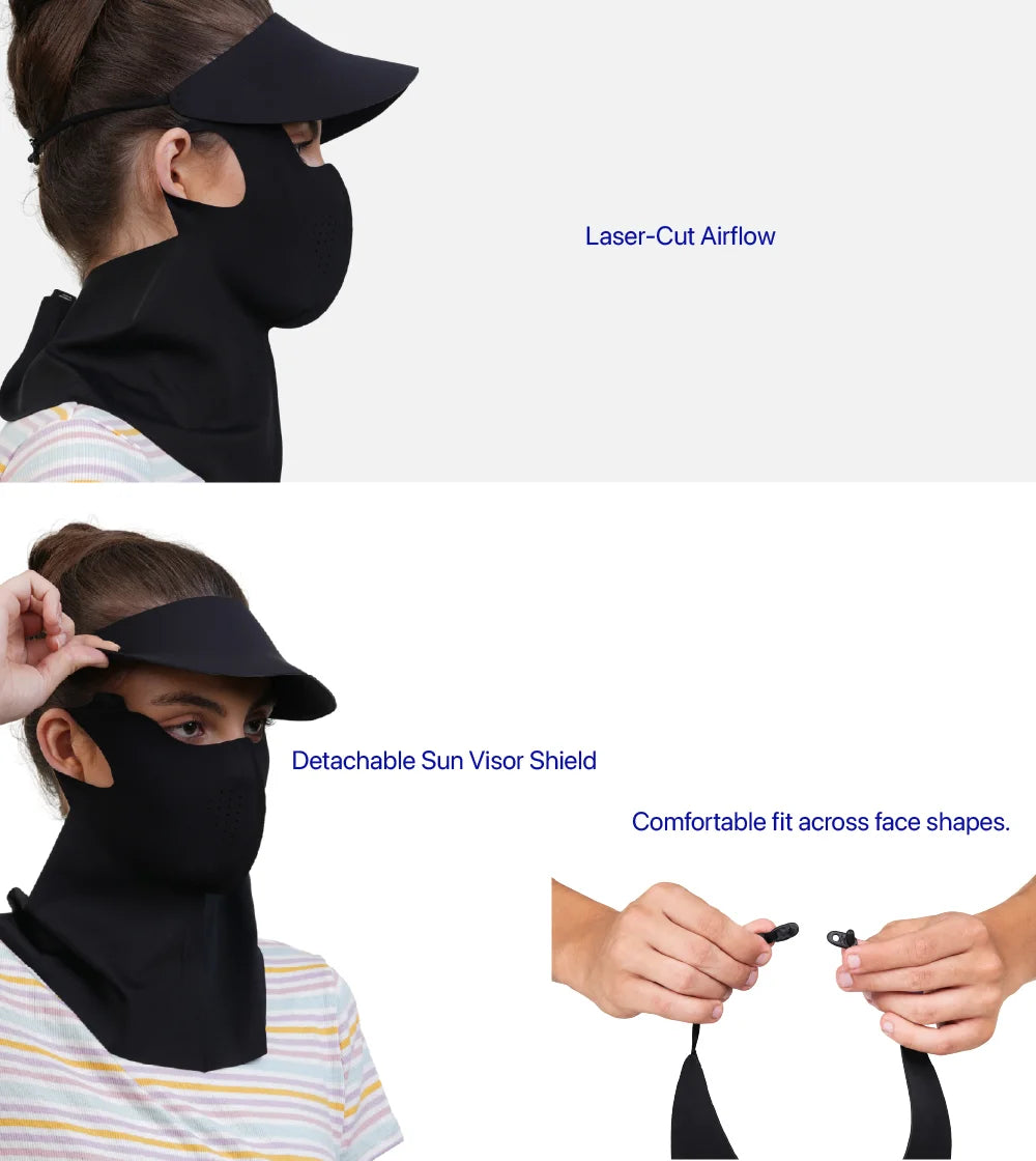 Women Sunscreen Mask with Neck Cover & Detachable Visor