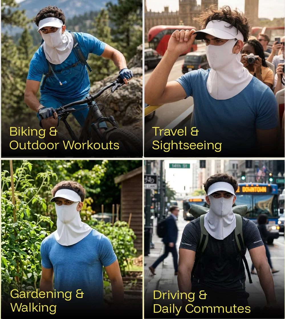 Sunscreen Mask with Neck Cover & Detachable Visor