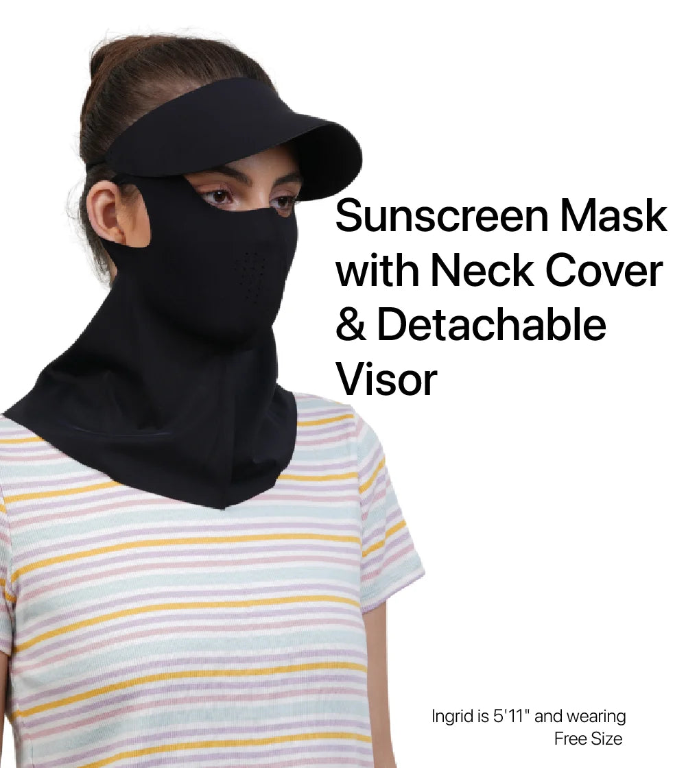 Women Sunscreen Mask with Neck Cover & Detachable Visor