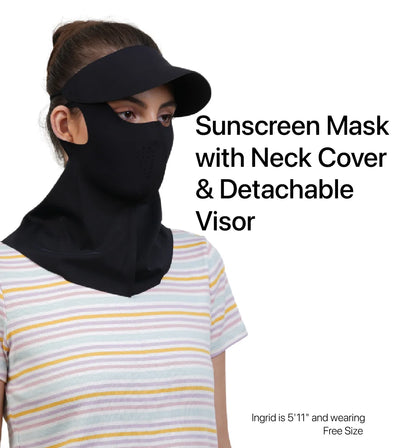 Women Sunscreen Mask with Neck Cover & Detachable Visor