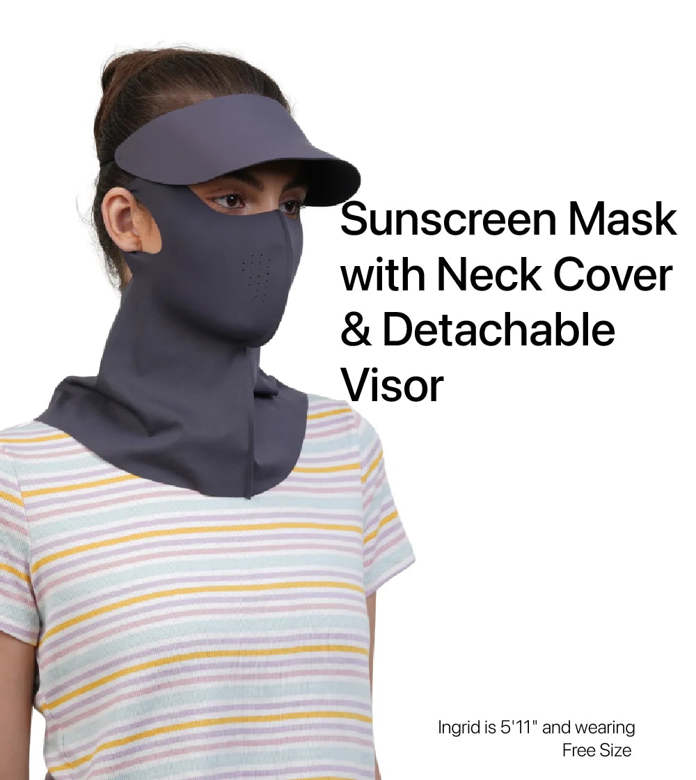 Women Sunscreen Mask with Neck Cover & Detachable Visor