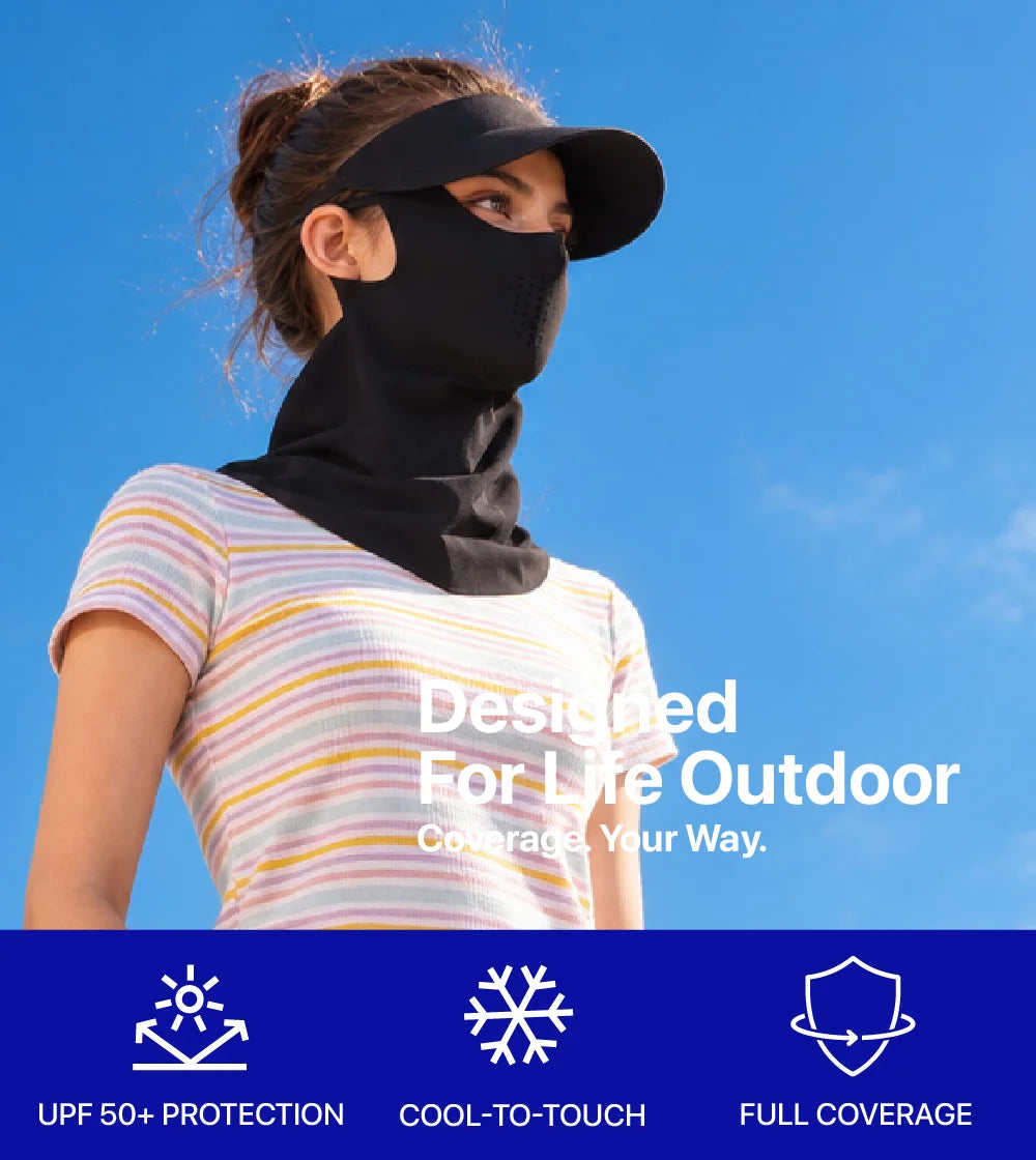 Women Sunscreen Mask with Neck Cover & Detachable Visor