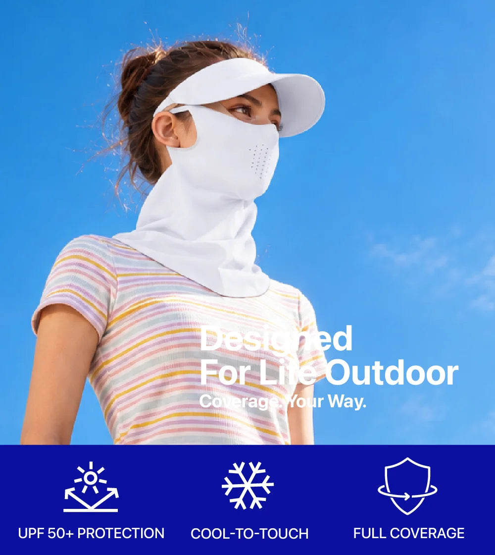 Women Sunscreen Mask with Neck Cover & Detachable Visor