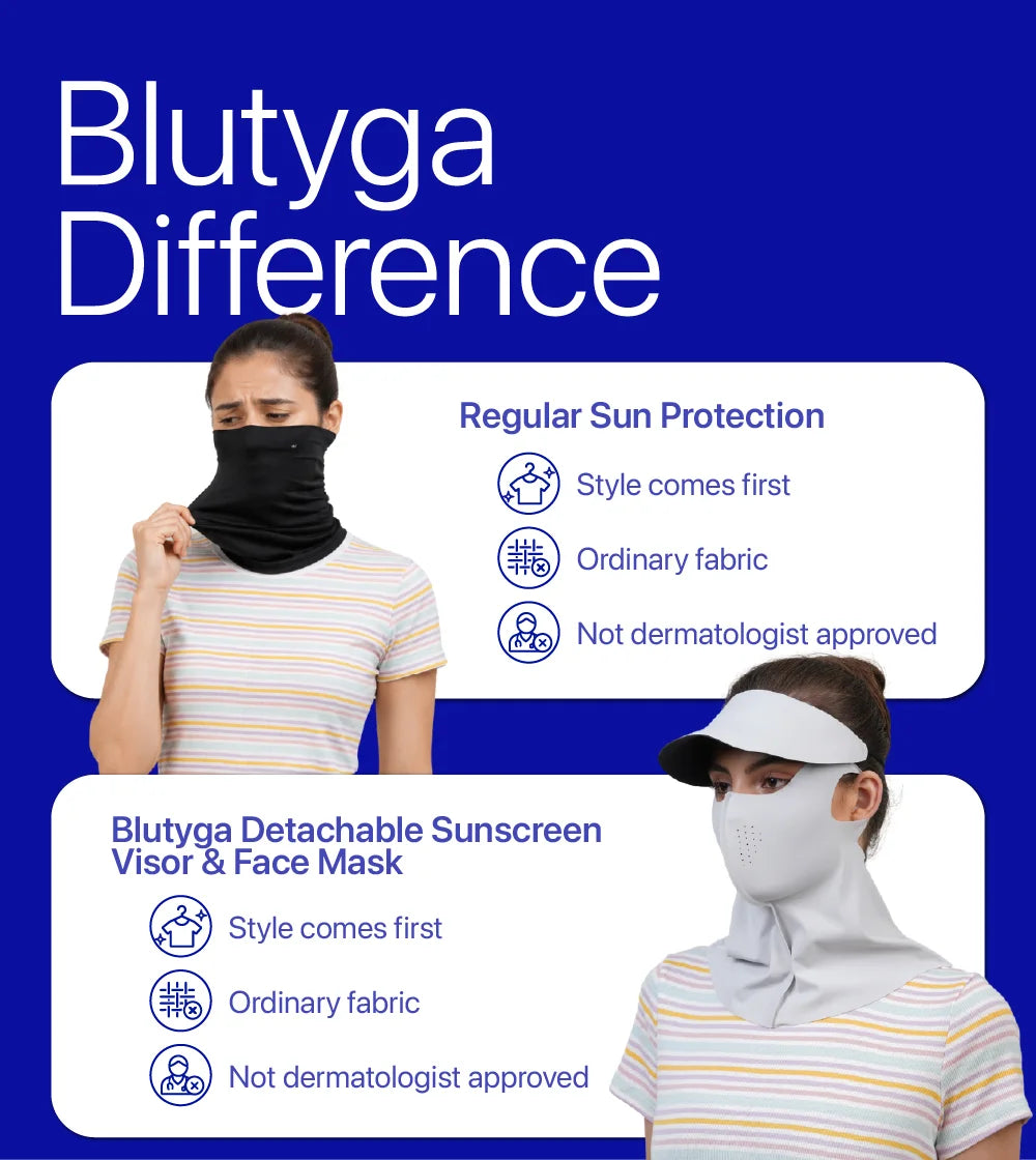 Women Sunscreen Mask with Neck Cover & Detachable Visor