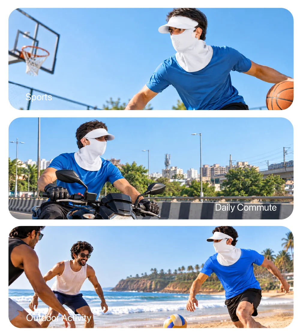 Sunscreen Mask with Neck Cover & Detachable Visor