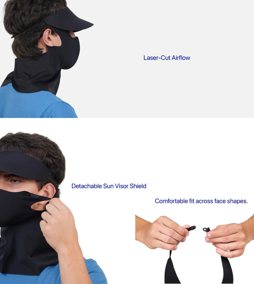 Sunscreen Mask with Neck Cover & Detachable Visor