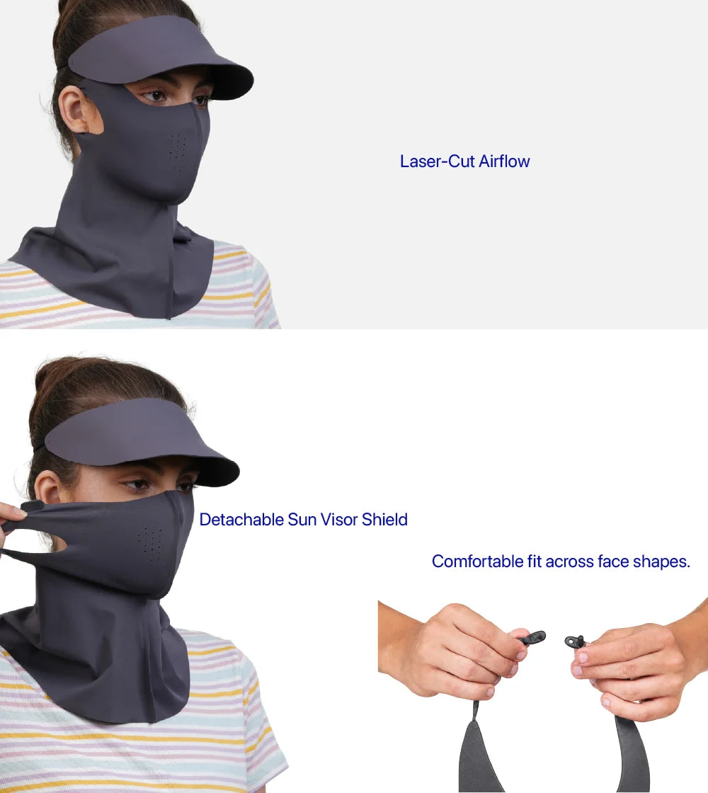 Women Sunscreen Mask with Neck Cover & Detachable Visor